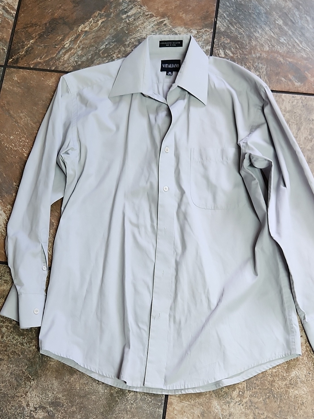 Vitaliano Light Gray Long-Sleeve Dress Shirt - Classic Point Collar